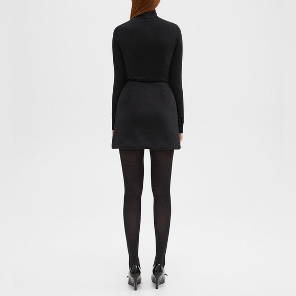NEW Theory  High-Waist Mini Skirt in Double-Face Wool-Cashmere Black - Picture 15 of 16